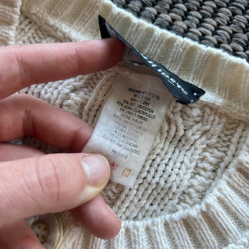 Vintage Parkhurst Sweater Womens Large Cream Cable Knit Cardigan Cotton Blend - Picture 3 of 8